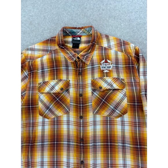 The North Face Bicycle Sport Shop Plaid Button Down Shirt (Men's XL) Brown - Picture 2 of 12